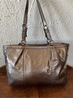 COACH Gallery Metallic Pewter Tote / Satchel 17722